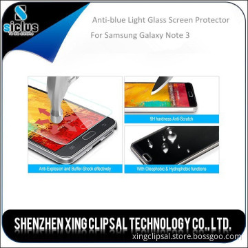 Competitive Price Japan Asahi Glass 0.3mm Anti-blue Light Tempered glass screen protector for Samsung Galaxy Note 3